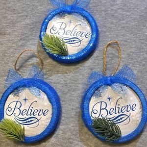 3 handmade ornaments 4.5 " (believe)